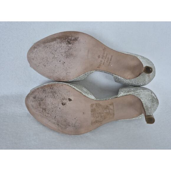 Kate Spade Sage Silver Glitter D'orsay Open Toe Heels Pumps - Picture 8 of 11